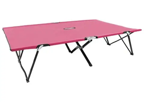 Șezlong pliabil pentru 2 persoane, roz, oțel - 1/5