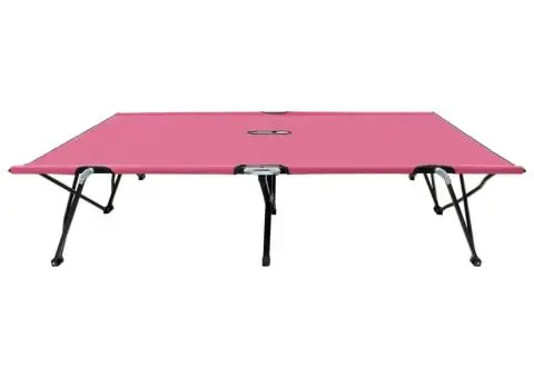 Șezlong pliabil pentru 2 persoane, roz, oțel - 2/5