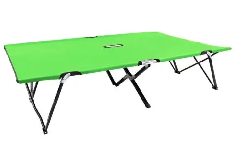 Șezlong pliabil pentru 2 persoane, verde, oțel - 1/5