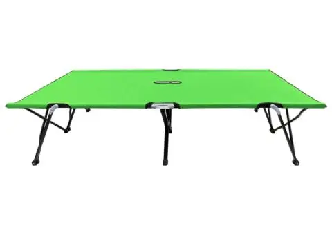 Șezlong pliabil pentru 2 persoane, verde, oțel - 2/5