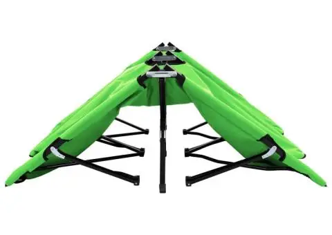 Șezlong pliabil pentru 2 persoane, verde, oțel - 4/5