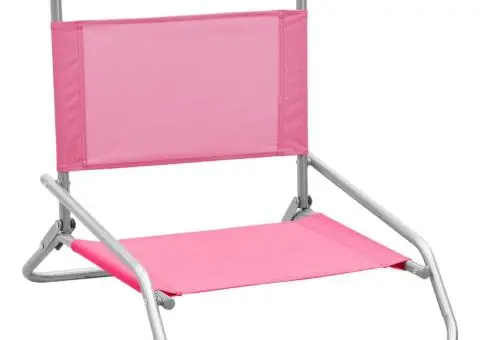 Scaune de plajă pliante, 2 buc., roz, material textil - 2/5