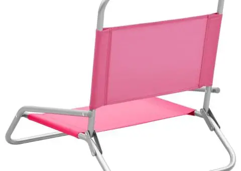 Scaune de plajă pliante, 2 buc., roz, material textil - 4/5