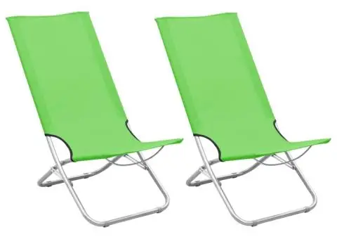 Scaune de plajă pliante, 2 buc., verde, material textil - 1/5