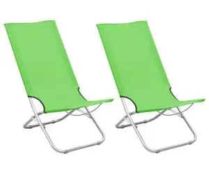 vidaXL Scaune de plajă pliante, 2 buc., verde, material textil