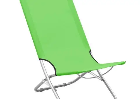 Scaune de plajă pliante, 2 buc., verde, material textil - 2/5