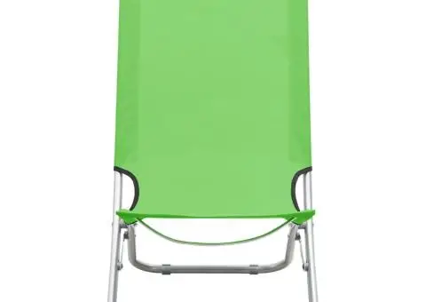 Scaune de plajă pliante, 2 buc., verde, material textil - 3/5