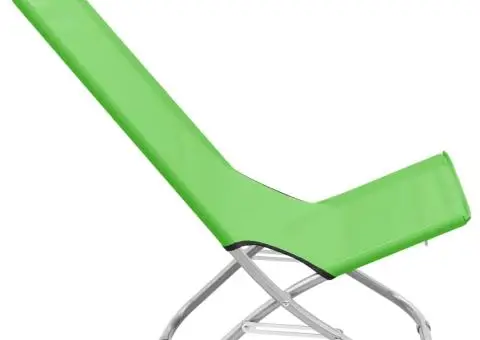 Scaune de plajă pliante, 2 buc., verde, material textil - 4/5