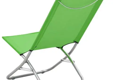 Scaune de plajă pliante, 2 buc., verde, material textil - 5/5