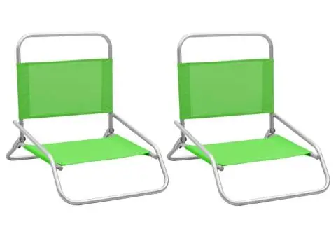 Scaune de plajă pliante, 2 buc., verde, material textil - 1/5