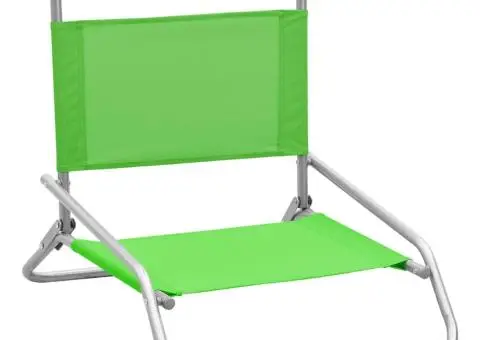 Scaune de plajă pliante, 2 buc., verde, material textil - 2/5