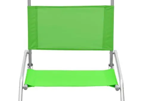 Scaune de plajă pliante, 2 buc., verde, material textil - 3/5