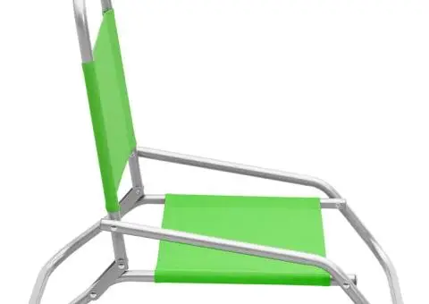 Scaune de plajă pliante, 2 buc., verde, material textil - 4/5