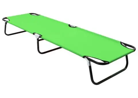 Șezlong de plajă pliabil, verde, oțel - 1/5