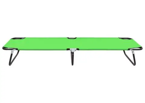 Șezlong de plajă pliabil, verde, oțel - 2/5