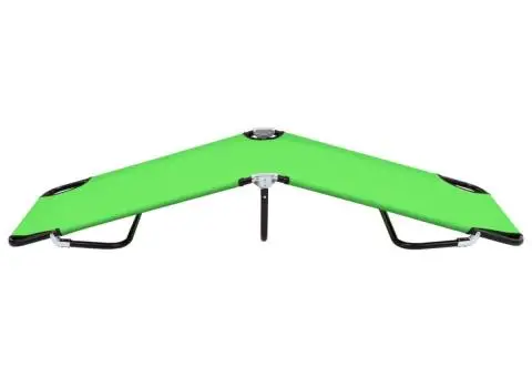 Șezlong de plajă pliabil, verde, oțel - 3/5