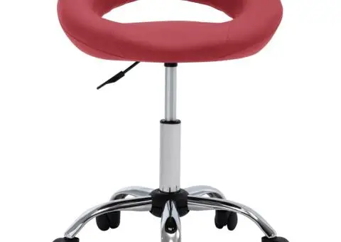 Scaun de lucru pivotant, roșu, piele ecologică - 2/5