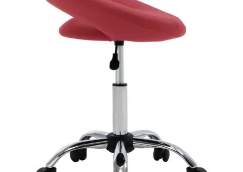Scaun de lucru pivotant, roșu, piele ecologică - 3/5