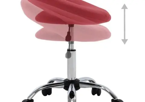 Scaun de lucru pivotant, roșu, piele ecologică - 4/5