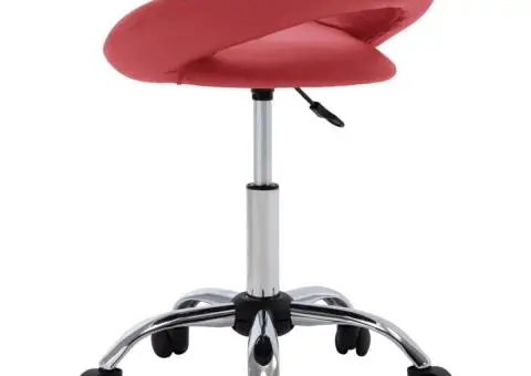 Scaun de lucru pivotant, roșu, piele ecologică - 5/5