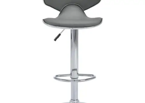 Scaune de bar, 2 buc., gri, piele ecologică - 4/5