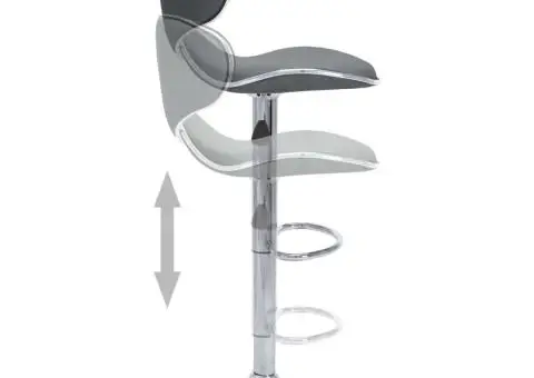 Scaune de bar, 2 buc., gri, piele ecologică - 5/5