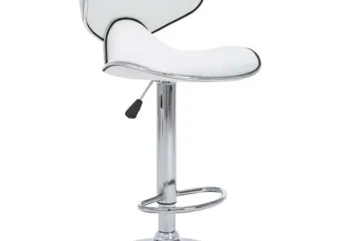 Scaune de bar, 2 buc., alb, piele ecologică - 3/5