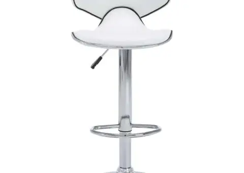 Scaune de bar, 2 buc., alb, piele ecologică - 4/5