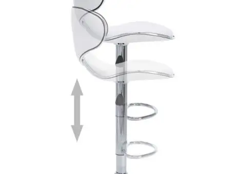 Scaune de bar, 2 buc., alb, piele ecologică - 5/5