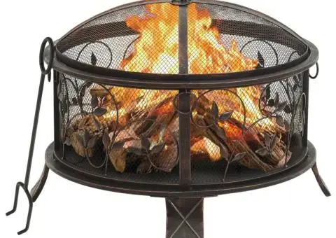 Vatră de foc rustică, cu vătrai, 67,5 cm, oțel, XXL - 1/5