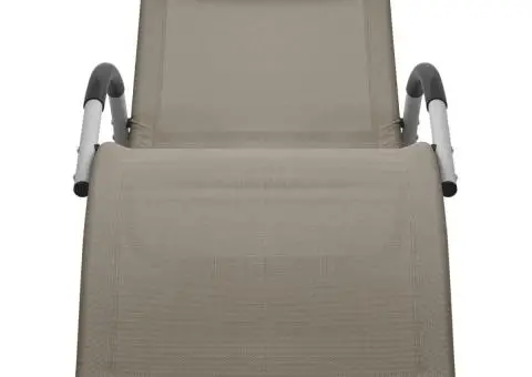 Șezlonguri, 2 buc., gri taupe și gri, textilenă - 3/5