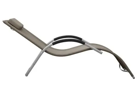 Șezlonguri, 2 buc., gri taupe și gri, textilenă - 4/5