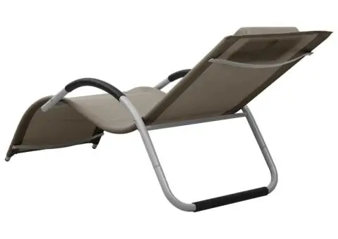 Șezlonguri, 2 buc., gri taupe și gri, textilenă - 5/5