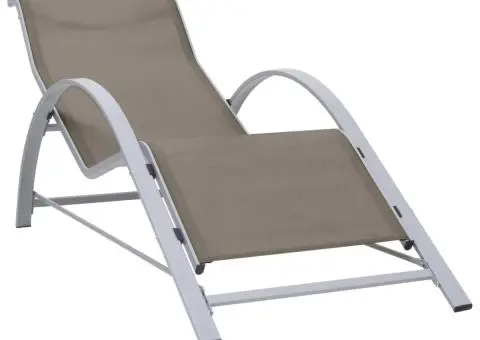 Șezlonguri de plajă, 2 buc., cu masă, gri taupe, aluminiu - 3/5