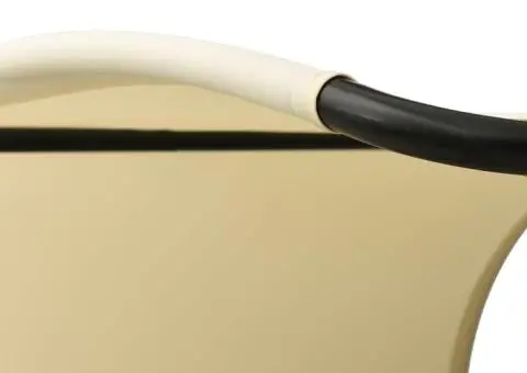 Șezlong de plajă dublu cu baldachin, verde și crem, textilenă - 5/5