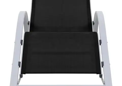 Șezlong, negru, textilenă și aluminiu - 2/5