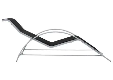 Șezlong, negru, textilenă și aluminiu - 3/5