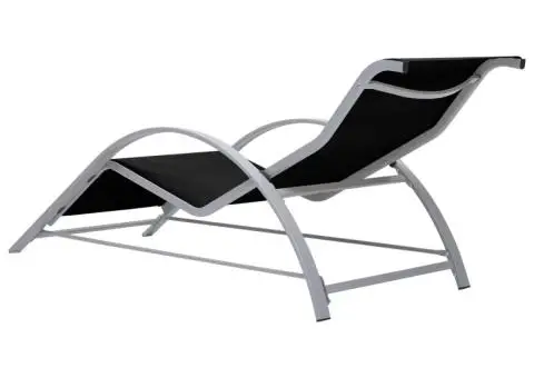 Șezlong, negru, textilenă și aluminiu - 4/5