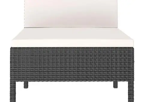 Scaune de grădină cu perne, 3 buc., negru, poliratan - 4/5