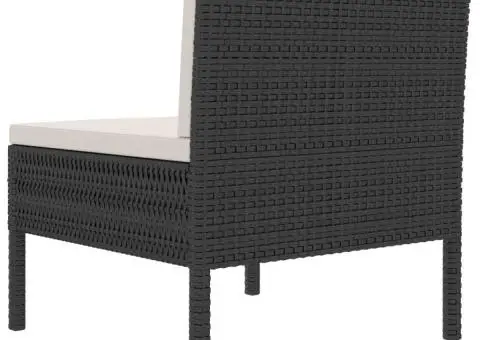 Scaune de grădină cu perne, 3 buc., negru, poliratan - 5/5