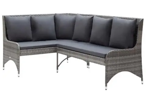 Canapele de colț pentru grădină, 2 buc., gri, poliratan - 1/5