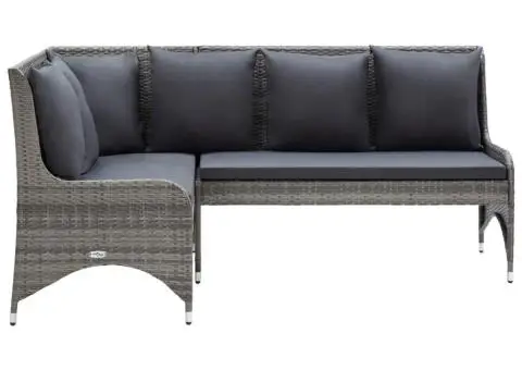 Canapele de colț pentru grădină, 2 buc., gri, poliratan - 2/5