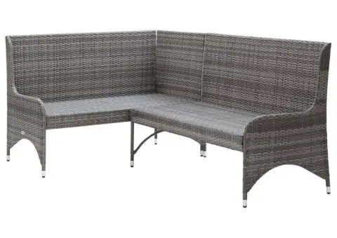 Canapele de colț pentru grădină, 2 buc., gri, poliratan - 3/5