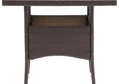 Masă de grădină, maro, poliratan - 3/5