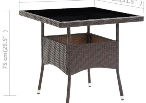 Masă de grădină, maro, poliratan - 5/5