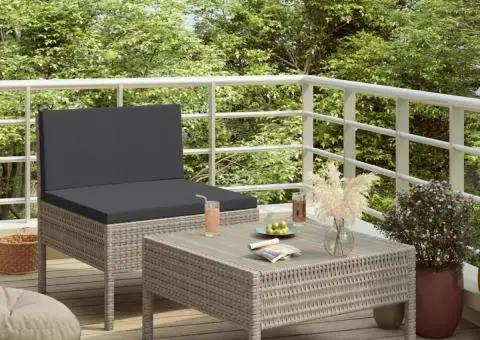 Set mobilier de grădină cu perne, 2 piese, gri, poliratan - 1/5