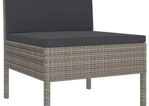 Set mobilier de grădină cu perne, 2 piese, gri, poliratan - 3/5