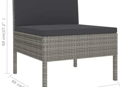 Set mobilier de grădină cu perne, 2 piese, gri, poliratan - 5/5