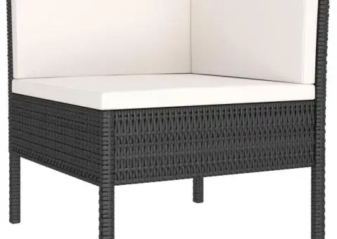 Set mobilier de grădină cu perne, 3 piese, negru, poliratan - 3/5