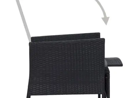 Scaun de grădină rabatabil cu perne, negru, poliratan - 5/5